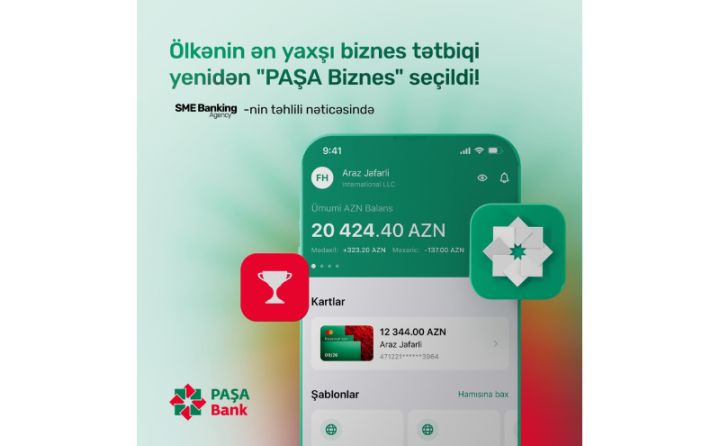 “PAŞA Bank” Azərbaycan bankları arasında “Ən yaxşı biznes mobil tətbiqi” nominasiyasında qalib gəlib
